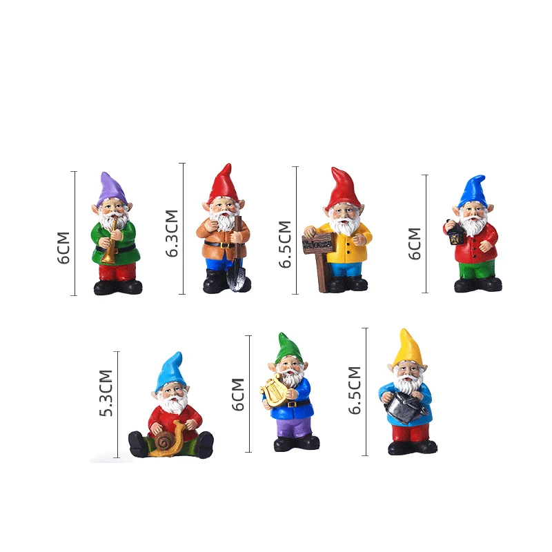 

Mini Gnomes Resin Ornament Hand Painted Micro Landscape Decoration Cute Dwarfs Statue for Garden Lawn HVR88