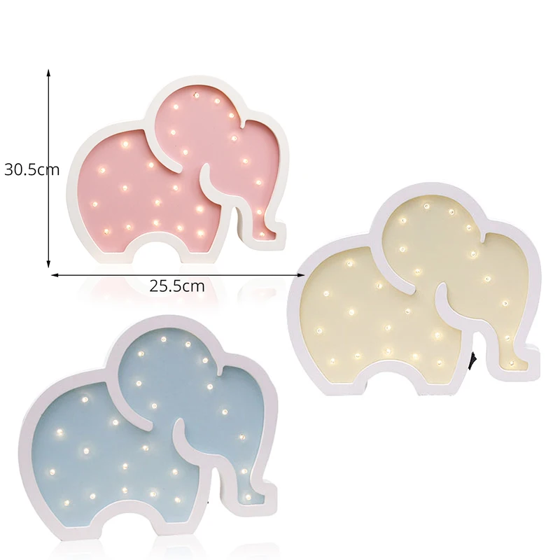 Elephant Hinnixy стильная футболка с изображением персонажей видеоигр ночной Светильник Розовый Голубой ангел зверей единорогов; светодиодный Украшения в спальню настольная лампа для дома светильник ing детские подарки на день рождения - Испускаемый цвет: Elephant