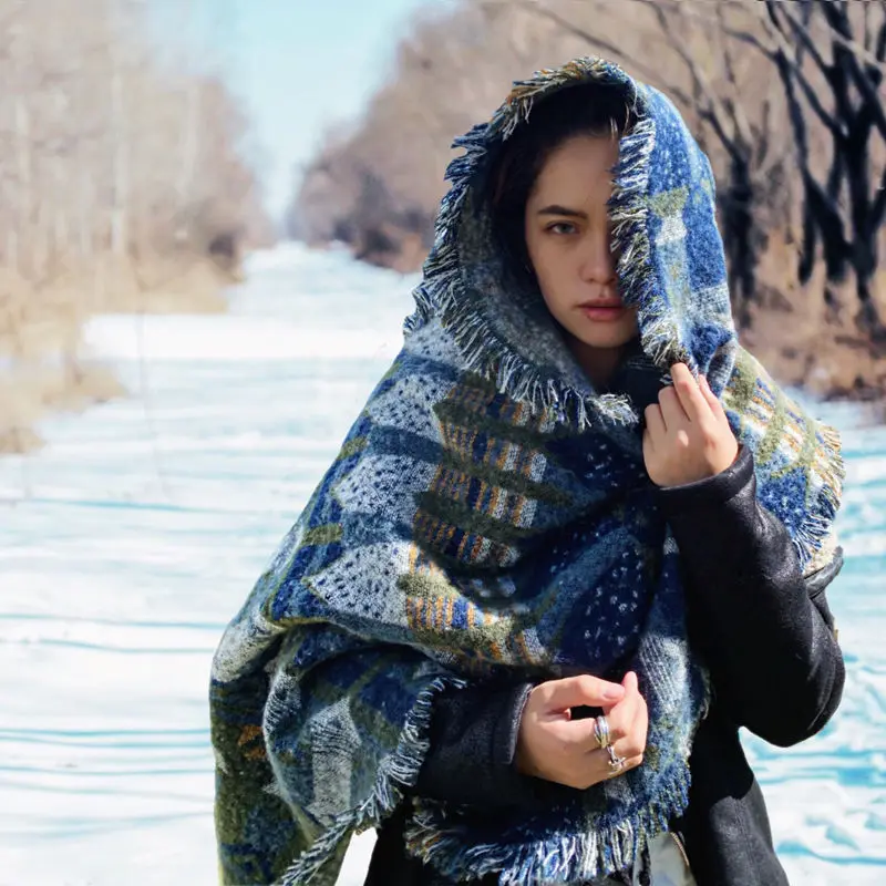 

Shawl and scarf dual purpose, women's autumn and winter warm scarf, thick as a sweater, Korean version, ins, Harajuku