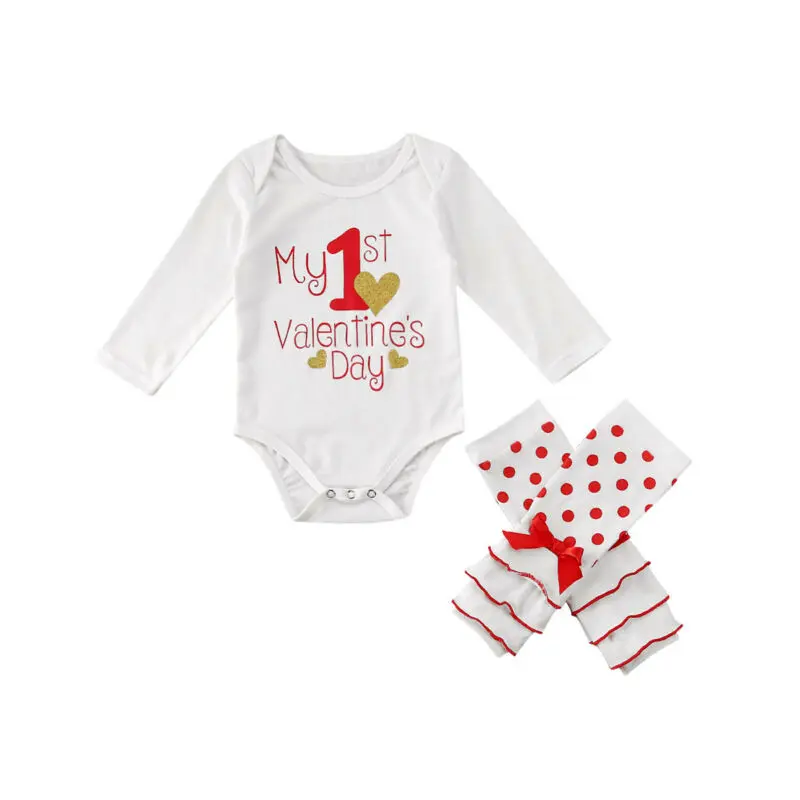Боди для новорожденных девочек и мальчиков с надписью My 1st Valentine's Day 3 предмета