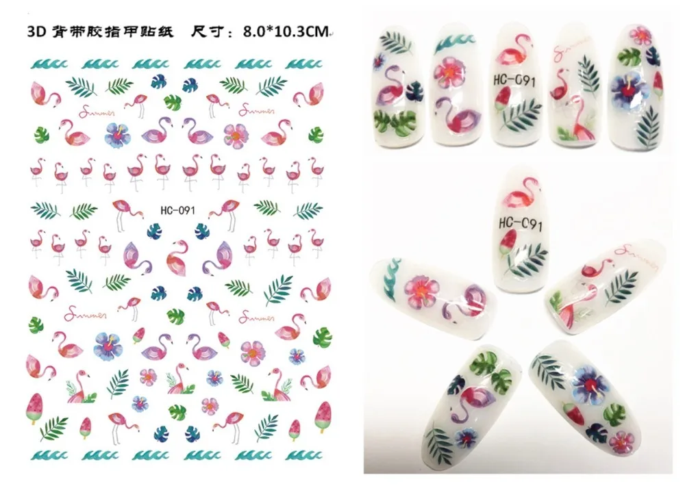 5 листов 15 видов красочных японских наклеек для ногтей Дизайн клейкие стикеры 3D