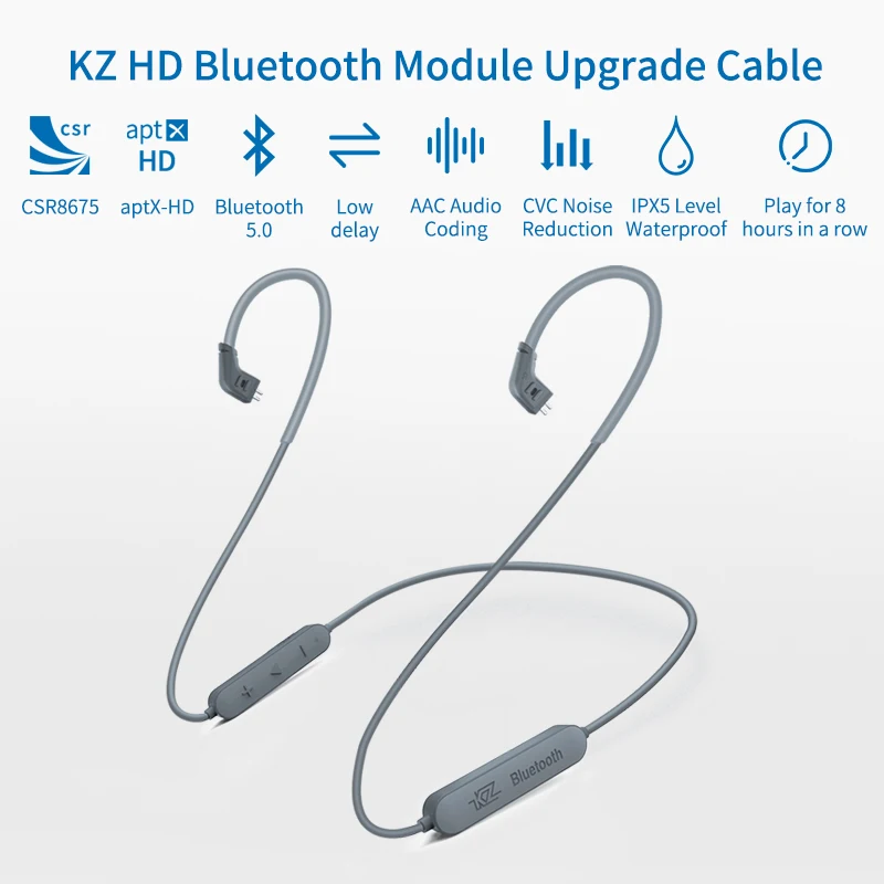 Wireless Bluetooth Cable 5.0 APTX HD Upgrade Module Wire With 2PIN For KZ ZS10 Pro/ZST/AS06/AS10/AS16/ZSN PRO CCA C10 TRN |