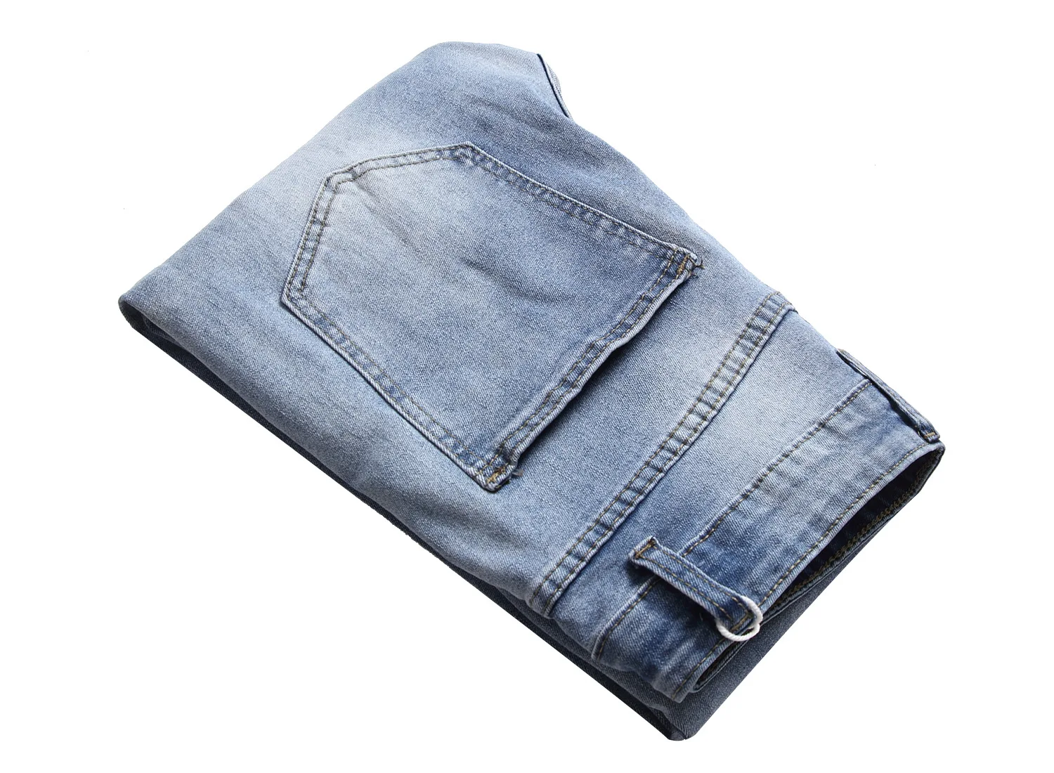 Мужские джинсы с дырками Стрейчевые тонкие отбеленные потертые повседневные