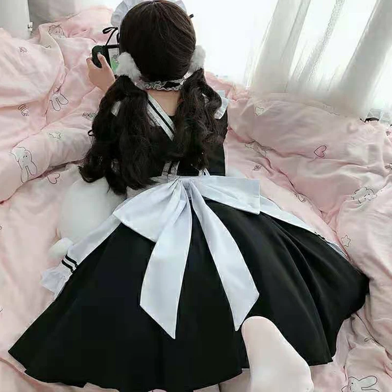 Женский дешевый костюм горничной во французском стиле красивое черно-белое