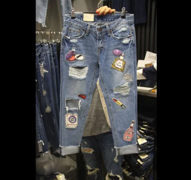 2019 Сезон весна лето Женская обувь размера плюс джинсы черного цвета модные с