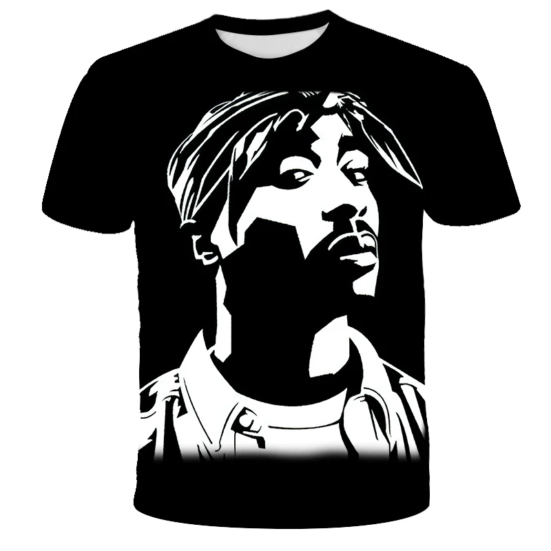 T5092 Новая летняя модная мужская и женская футболка Rapper 2pac Tupac 3d принт хип-хоп футболка s Повседневная крутая футболка для мужчин размера плюс 5XL - Цвет: T5092