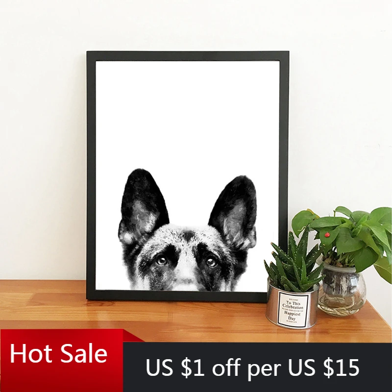 Картина на холсте в виде немецкой овчарки Постер Настенный декор для детской