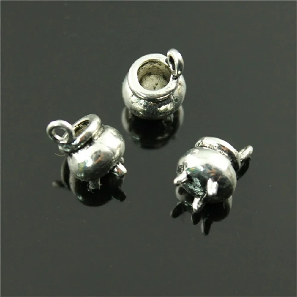 10pcs 3 Colors Halloween Witch Cauldron Cooking Pot Censer Charm Metal Charms For Jewelry Making 9x12mm