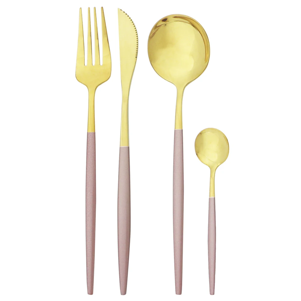 4 шт. набор столовых приборов из розового золота посуды нержавеющей стали вилка