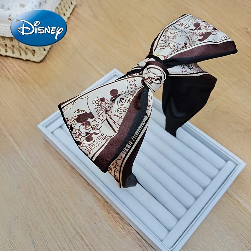 

Disney Mickey Mouse Bow Hair Band Minnie Fabric Wide-sided Knotted Hairpin Rabbit Ears Hair Accessories Female