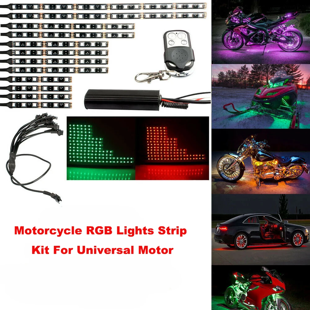 12 шт. неоновые светодиодные ленты RGB 120LED для мотоцикла|Декоративная лампа| |
