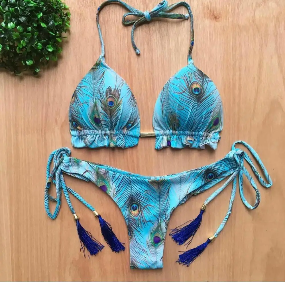 

2022 Bikinis 2 Piece Set Brazilian Sexy Tie-dye Print New Back Cross Swimwear Women Summer Push Up Swimsuit Beachwear Thong