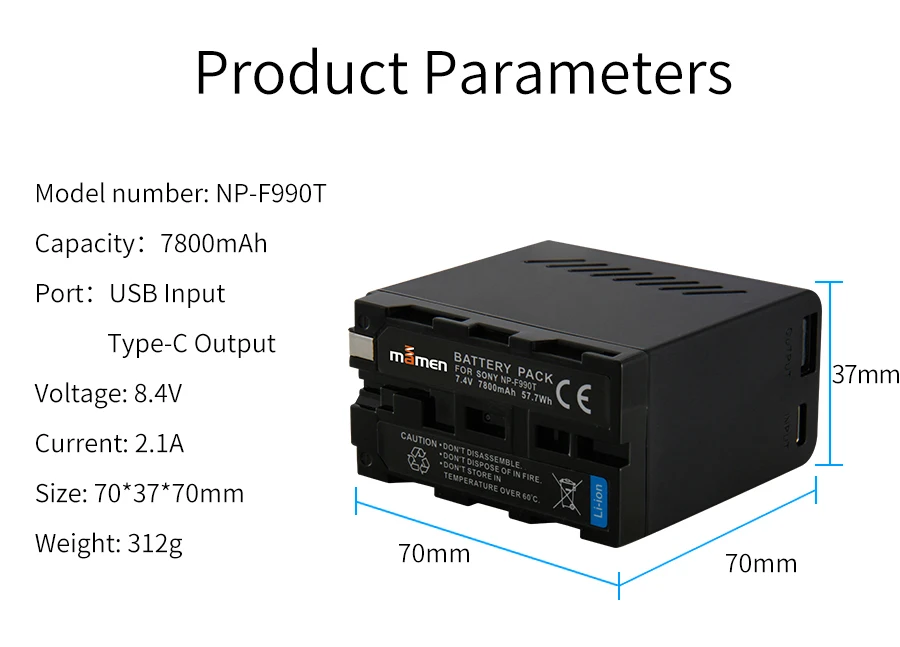 Mamen 7800mAh NP-F990T NP F990T NPF990T перезаряжаемый цифровой аккумулятор для аккумуляторов камеры sony, мобильного телефона, кольцевого света