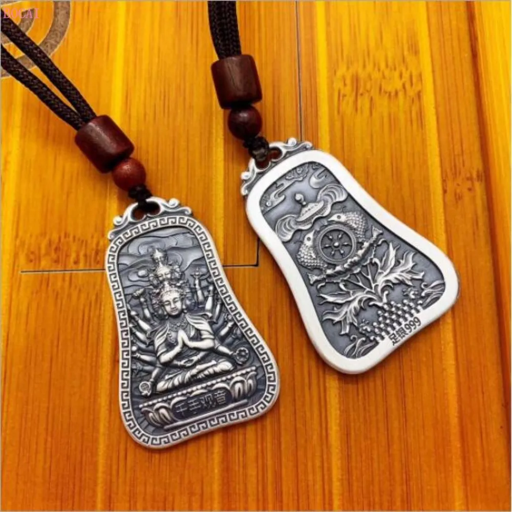 Кулон из чистого серебра S999 с китайским знаком зодиака Будда ретро чистое