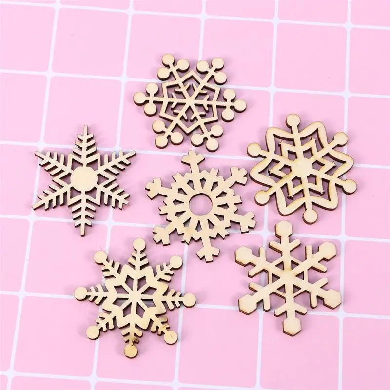 10 шт DIY рождественские Висячие украшения деревянные полые снежинки дизайн