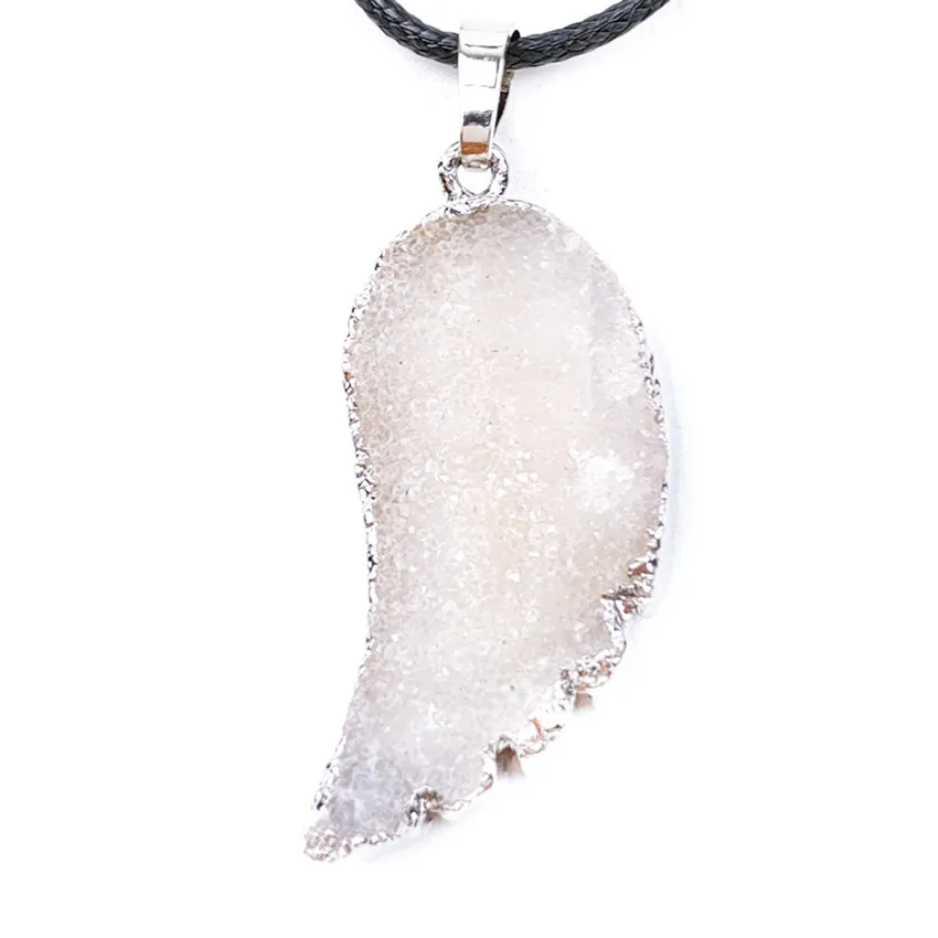 

Уникальное посеребренное ожерелье FYJS с подвеской в виде кластера Ангельского крыла с кристаллами, веревочная цепочка, классическое стильн...