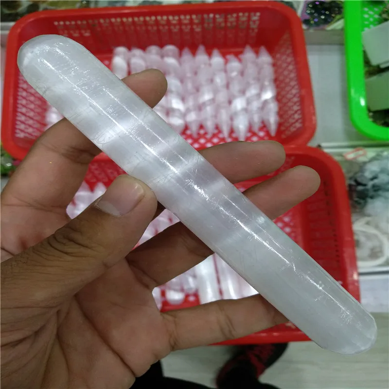 Selenite Кристальный массаж Wand 6 5 &quot гладкая полированная круглая палочка протеин с