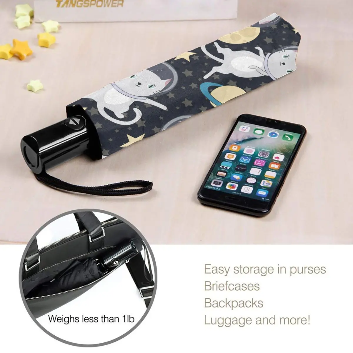 Зонт складной автоматический с мультяшным котом и астронавтом - купить по