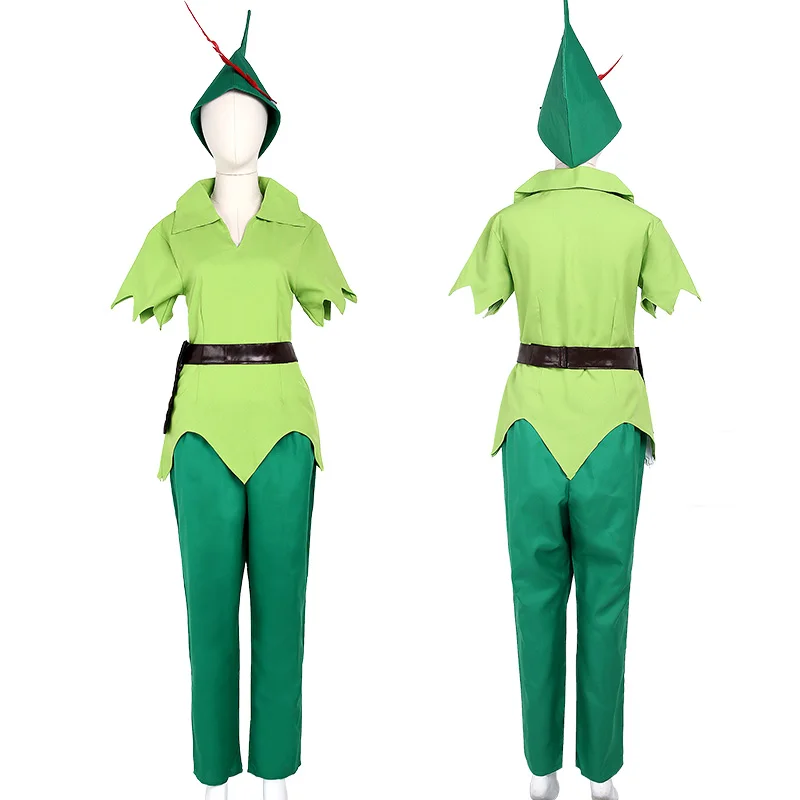 

Halloween mens Peter Pan costume Adults Peter Pan role play green suits with cap any size