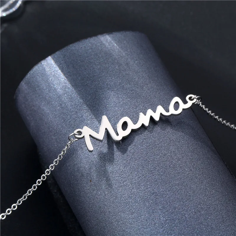 

2021 Mother's Day Mama Letter Heart Necklace for Women Stainless Steel Love Heart Pendant Necklace Jewelry Gift Accessories
