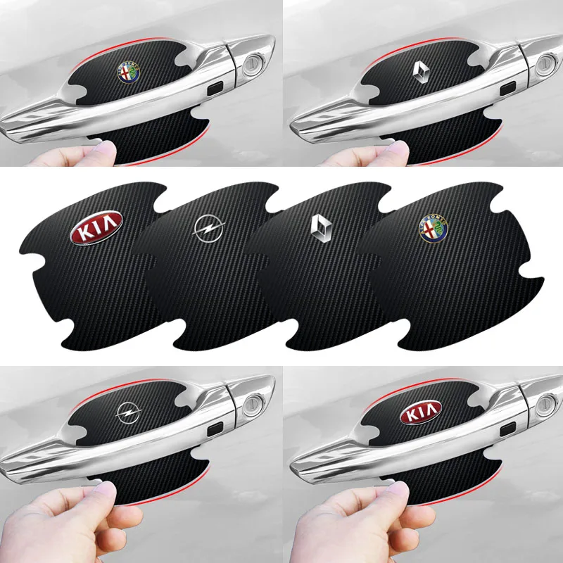 4 шт. двери автомобиля стикер из углеродистого волокна ручка Защитная пленка для