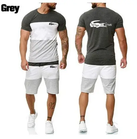 

2021 Summer Men's Short-sleeved Shorts Two-piece Brand Sportswear Fashion Top Retail Outdoor Sports Leisure Suit