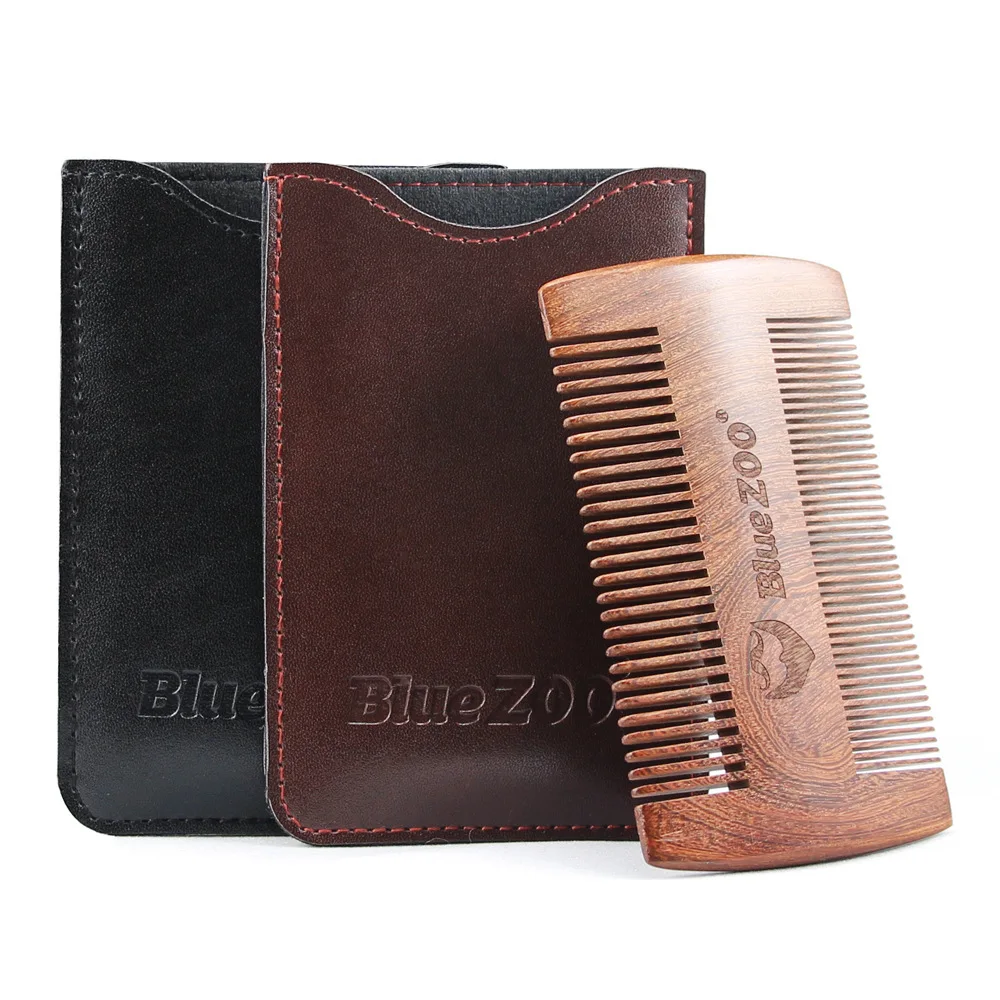 Bluezoo Black Gold Sandalwood Double-Sided Beard Comb Beard Portable Comb Nursing Care Product Anti-Static Makeup Gift Hot Sale