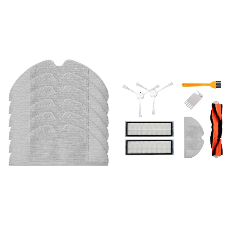 

6x for Xiaomi Mijia 1C Robot Vacuum Cleaner Accessory Cleaning Cloth Mop & 1set Side Brush Main Brush Filters Mop Cloth