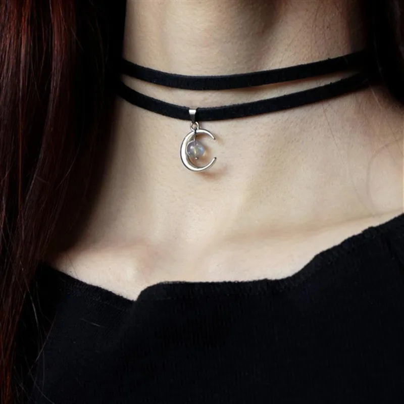 Цепочка с подвеской в виде полумесяца цепочка-чокер украшение стиле панк из