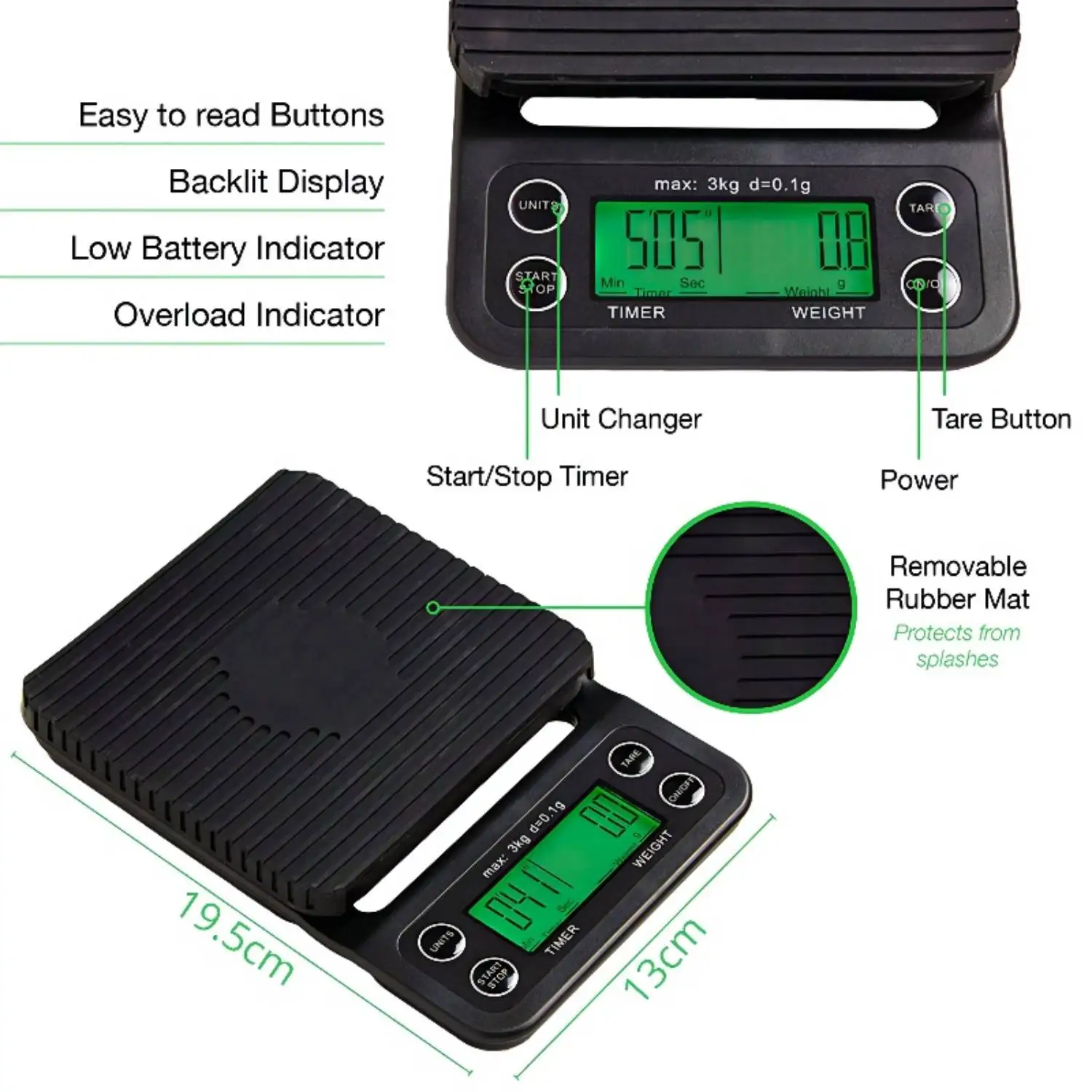 Кофейные весы с таймером ручные капельные для кофе Многофункциональные цифровые