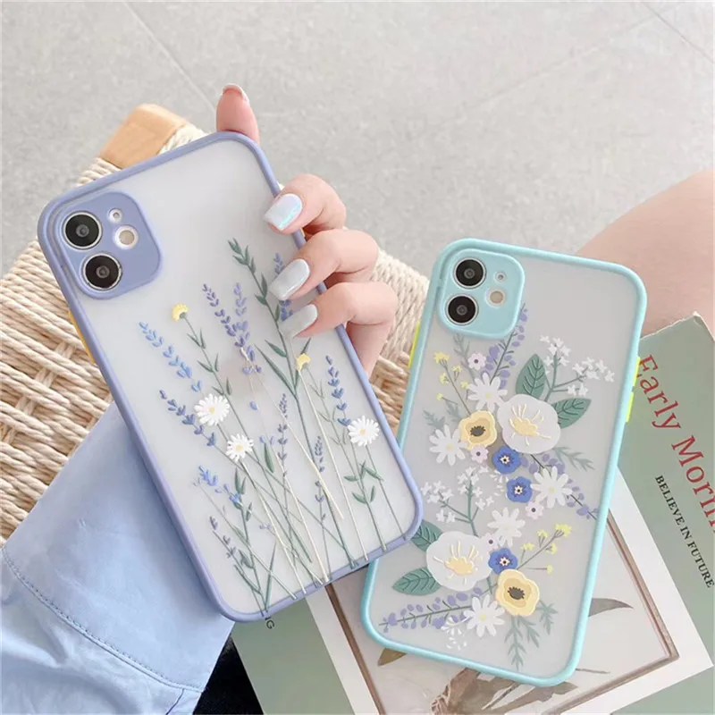 vintage leaves flower phone case for iphone 12 11 13 pro max 12mini x xr xs max 8 7 plus se 2020 camera protection hard pc coque free global shipping