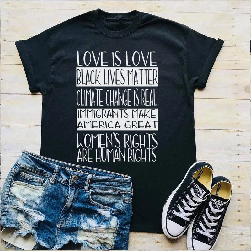 

Женские футболки Love Is Love Black Lives Matter, летние модные футболки с графическим принтом, права человека, эстетические Топы в стиле 90-х, футболка с к...