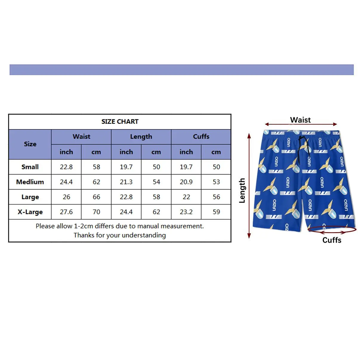 

SS Lazio Boys And Girls Shorts Summer Beach Loose Casual Pants