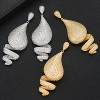 larrauri luxury water drop dangle statement earrings for women wedding cubic zircon cz dubai bridal earring fashion jewelry 2020