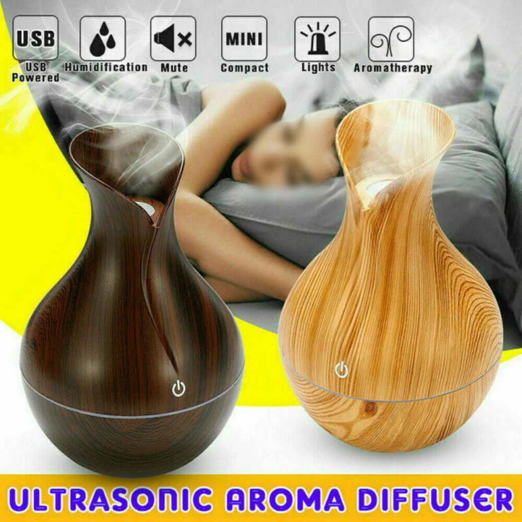 

Ultrasonic Humidifier Aromatherapy 130ML Decoration Wood grain Ultra-quiet