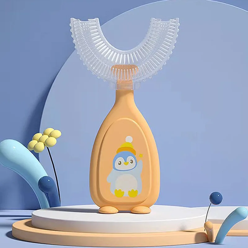 

1Pc U-Shape Toothbrush Manual Kids Toothbrush Teeth Cleaning Tool Soft Silicone Teeth Whitening Cleaning Tool Cartoon Oral Brush