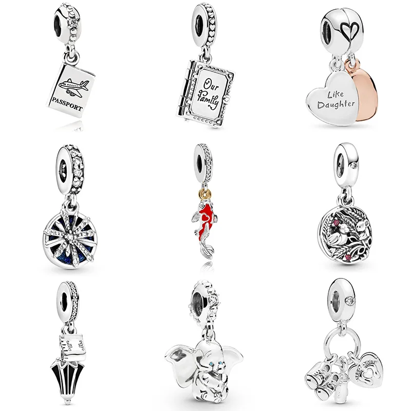 

Pendant Fish Elephant Passport Crystal For Original Pandora Charms Women Bracelets & Bangles 925 Sterling Silver Jewelry