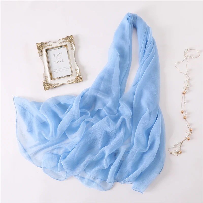 2021 летний женский шарф модные однотонные шелковые шарфы большого размера для