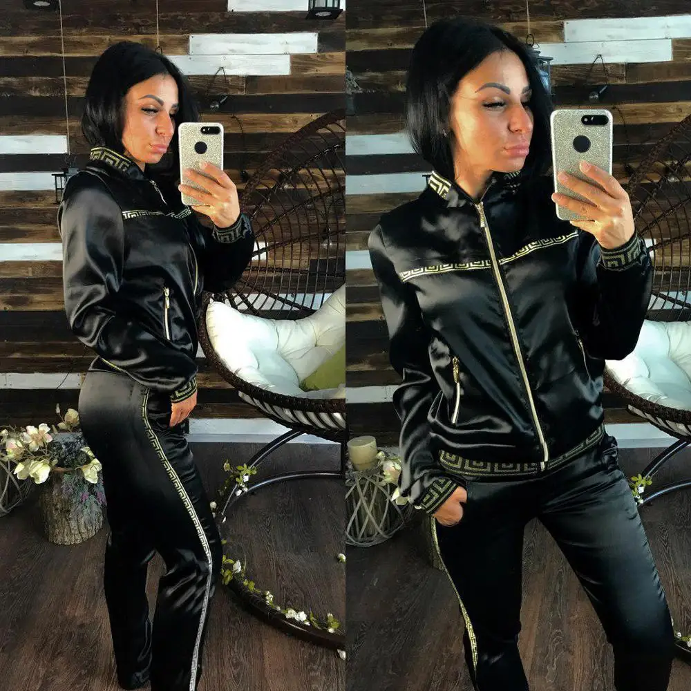 Модный классический спортивный костюм в клетку топ на молнии с длинным рукавом