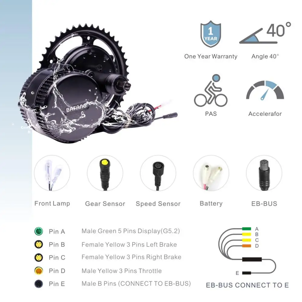 Мотор Bafang BBSHD BBS03 48 в 52 1000 Вт Средний приводной мотор 8fun электровелосипед комплект