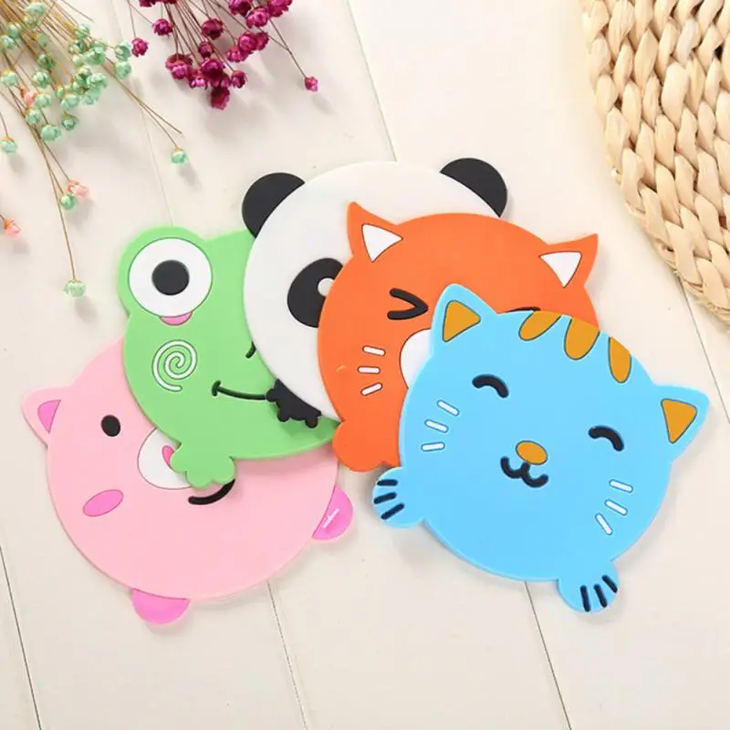 

Animal Cartoon Shape Silicone Coaster Food Grade Table Mats Drink Coffee Mug Coasters Table Padding Cup Mats Kitchen tool