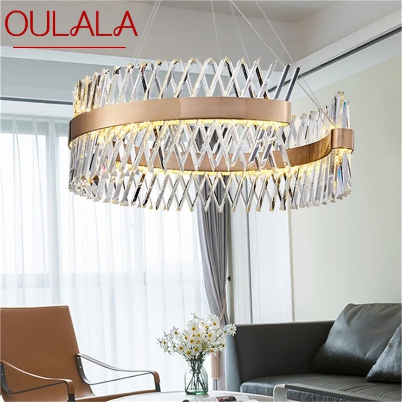 

OULALA Creative Pendant Light Gold Postmodern Chandelier LED Luxury Crystal Lamp Fixture For Home