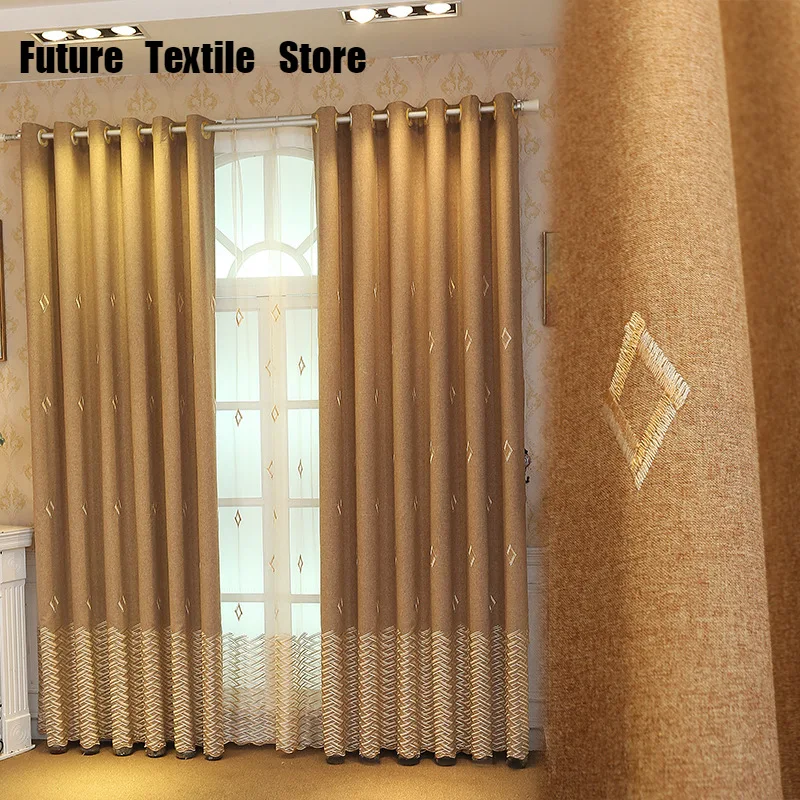 

Modern Minimalist Custom Finished New Chinese Style Curtains for Living Room Bedroom Floor-to-Ceiling Windows Curtain Fabric