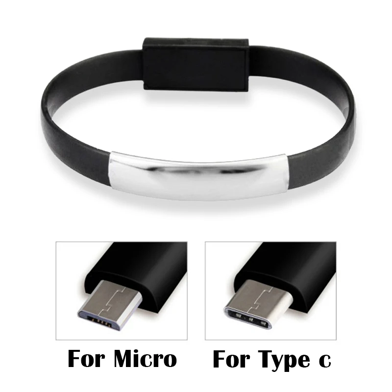 Уличный портативный мини-Кабель Micro USB Type-C для браслета кабель зарядки и передачи