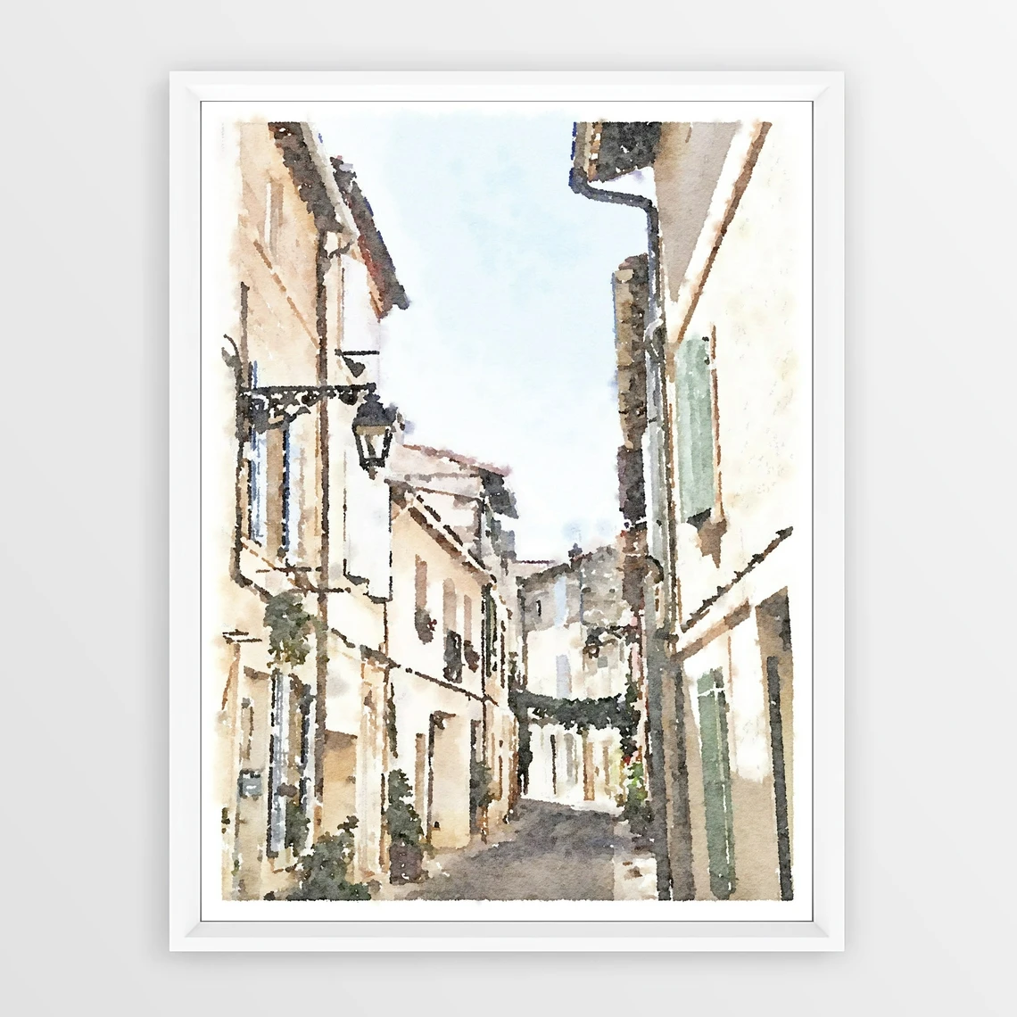 

Arles Provence France Buildings Street Watercolor, French Country Decor Poster Architecture Art Poster Minimalist Home Decor