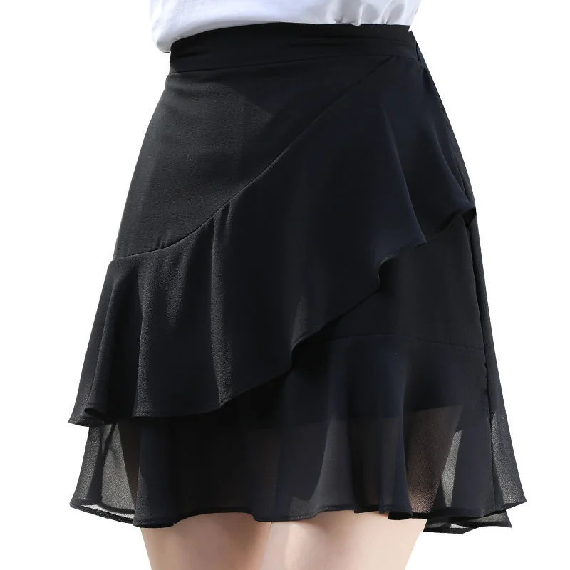 

2021 new chiffon skirt women's summer lotus leaf A-line short skirt high waist slim skirt student pleated hip skirt