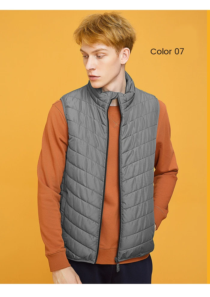 Giordano мужские куртки со стоячим воротником, без рукавов, стеганая куртка Homme с двойным карманом на молнии, Теплая мужская куртка, 01079724