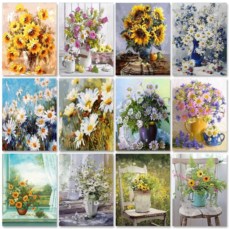 

Frame Flowers Little Daisy Diy Painting By Numbers Acrylic Handpainted Canvas By Numbers Room Decoration Picture Diy Gift 60x75c