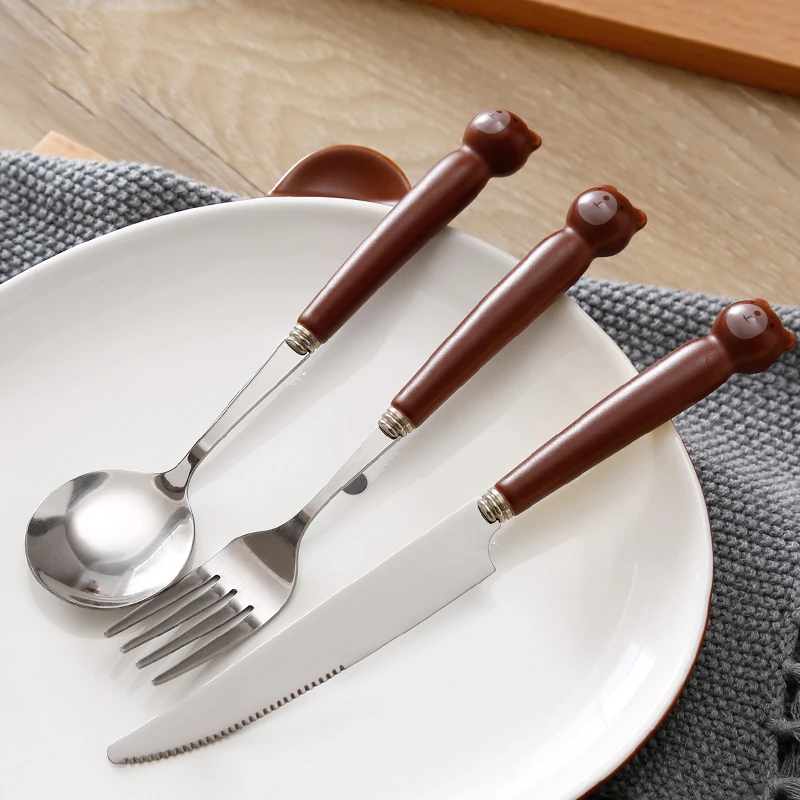 3 шт./компл. набор посуды милые дети вилка ложка ножей домашняя посуда столовых