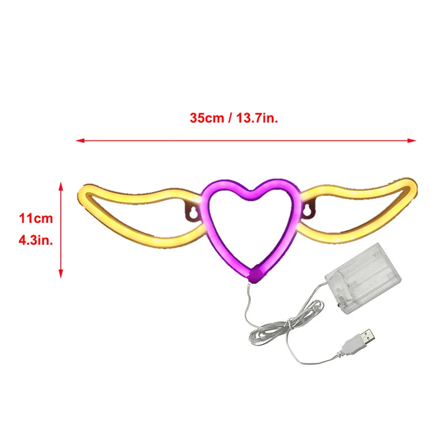 Неоновые светодиодсветодиодный светильники в форме крыльев Ангела декоративная
